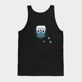 Cute owl on a branch Tank Top